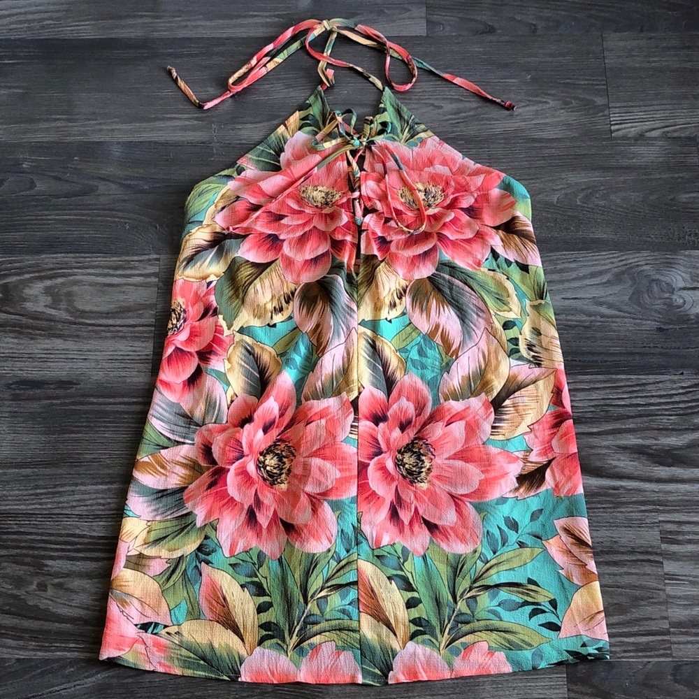 Show Me Your Mumu Lo Lace Up Mini Dress Swim Coverup Beach Tropical Medium - Picture 3 of 13